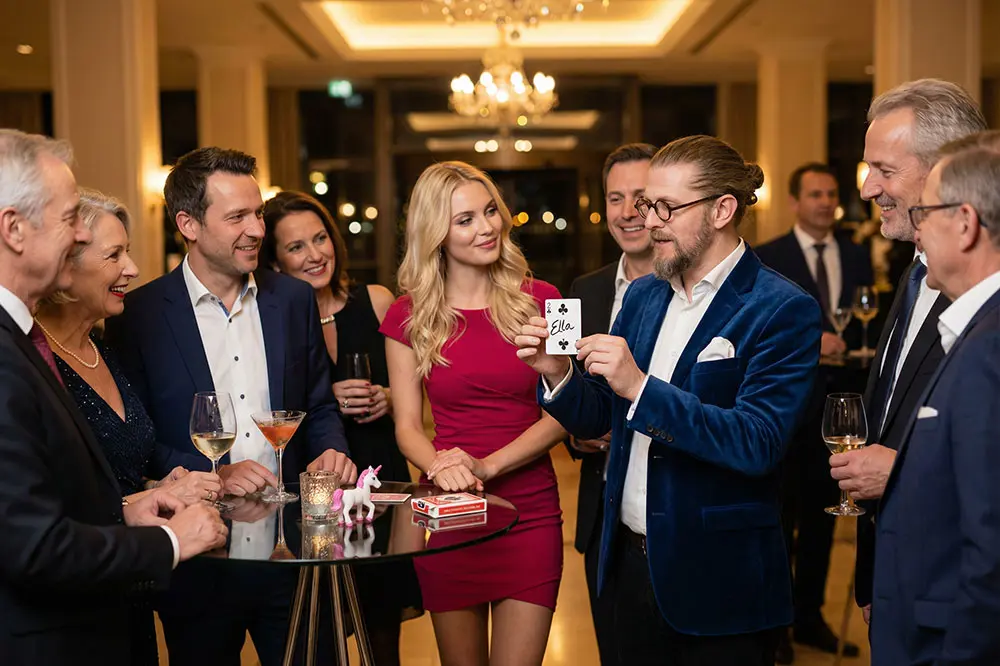 Zauberer Simabu bei Close-up-Zauberei auf einem Firmenevent in Hannover