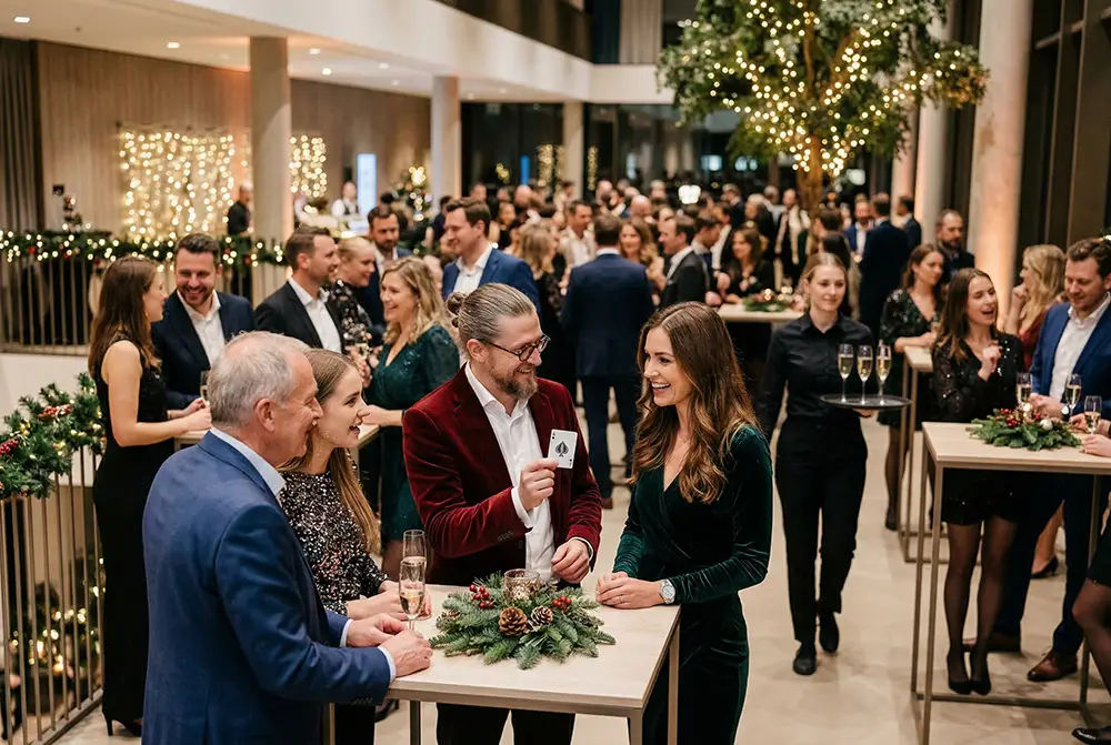 Zauberer Simabu mit Showprogramm auf einer Firmen-Weihnachtsfeier in Hannover