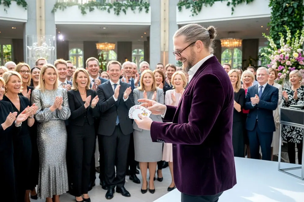 Zauberer Simabu bei einer Stand-up-Show auf einem Firmenevent in Niedersachsen