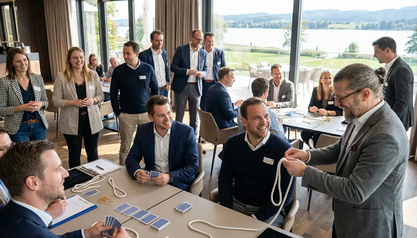 Zauberworkshop Hannover – Teamevent – Teilnehmende lernen Zaubertricks mit Simabu